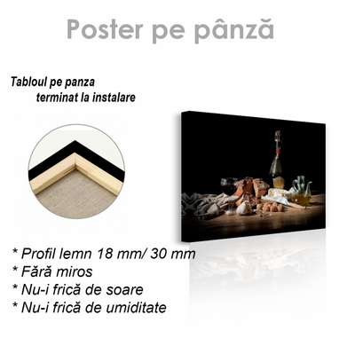 Poster - Snack for wine, 90 x 60 см, Framed poster on glass, Food and Drinks