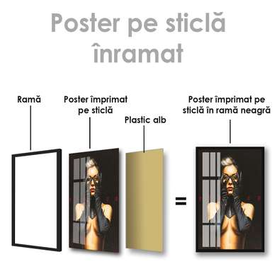 Poster - Glamor, 60 x 90 см, Framed poster on glass, Nude