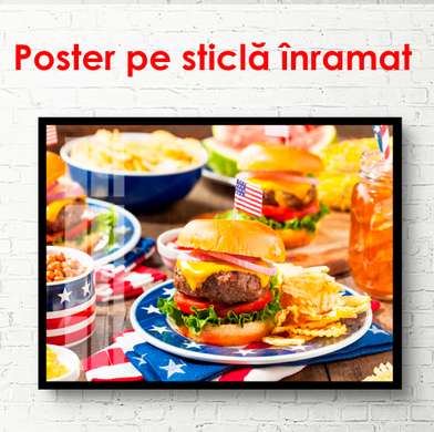 Постер - Амерканская еда, 90 x 60 см, Постер в раме, Еда и Напитки