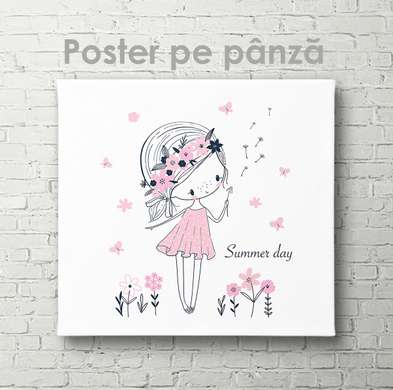 Poster - Fetița drăguță, 40 x 40 см, Panza pe cadru, Pentru Copii