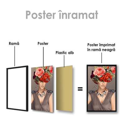 Постер - Девушка с цветами, 60 x 90 см, Постер на Стекле в раме