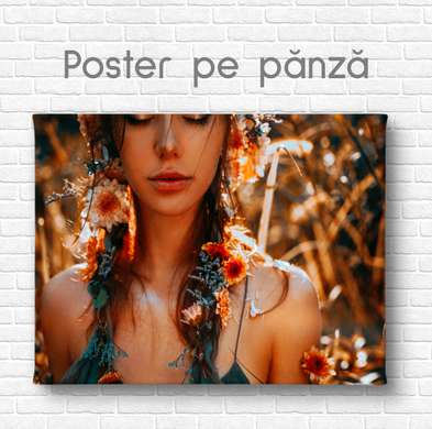 Poster - Portrait of a girl, 90 x 60 см, Framed poster on glass, Glamour