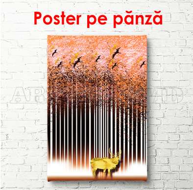 Poster - Pădurea abstractă cu elan, 30 x 60 см, Panza pe cadru, Glamour