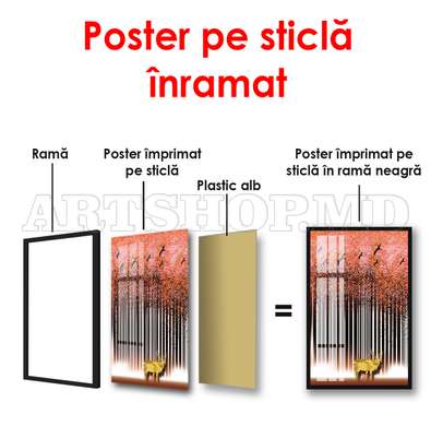 Poster - Pădurea abstractă cu elan, 30 x 60 см, Panza pe cadru, Glamour