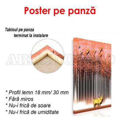 Poster - Pădurea abstractă cu elan, 30 x 60 см, Panza pe cadru, Glamour