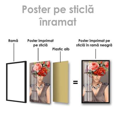 Постер - Девушка с цветами, 30 x 45 см, Холст на подрамнике