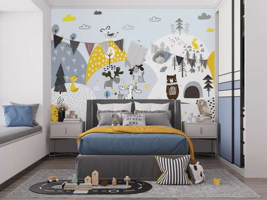 Nursery Wall Mural - Lovely animals in vibrant colors