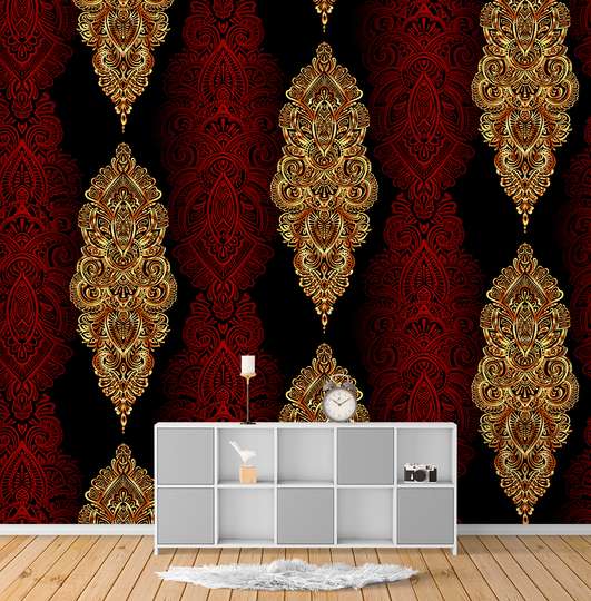 Wall Mural - Gold and red patterns
