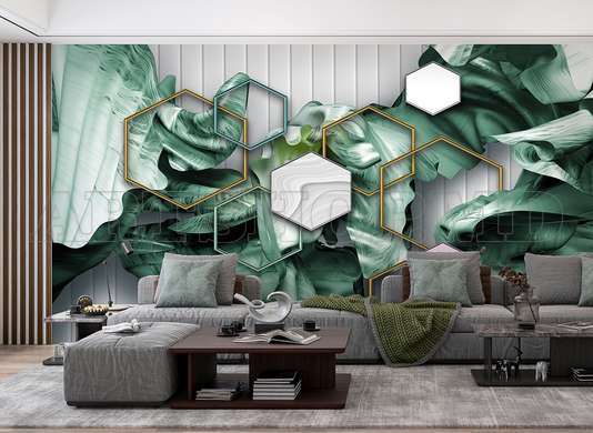 Wall mural - Hexagonal shapes in grey-green shades