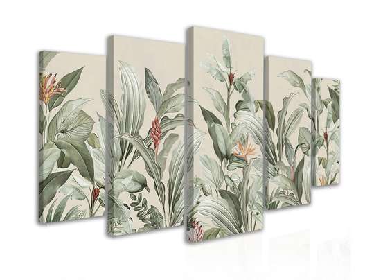 Modular picture, Tropical leaves and flowers, 108 х 60