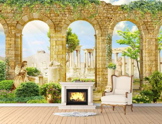 Wall Mural - Arched wall with a beautiful view.
