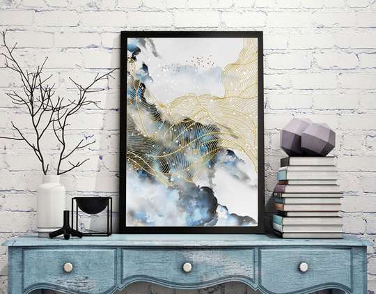 Картина в Раме - Небо в стиле флюид арт, 50 x 75 см
