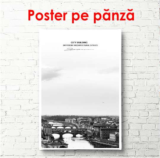 Poster - Orașul frumos alb-negru, 60 x 90 см, Poster înrămat, Alb Negru