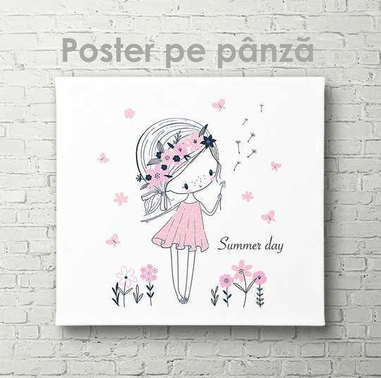 Poster - Cute girl, 40 x 40 см, Canvas on frame