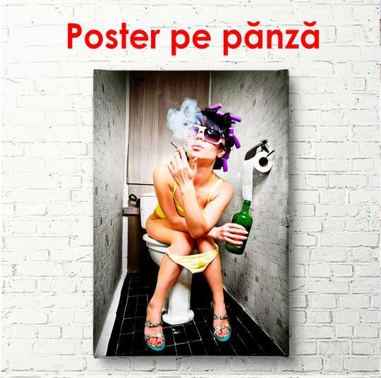 Poster - Girl with curlers, 60 x 90 см, Framed poster, Nude