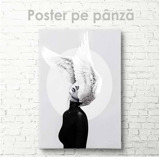 Poster - Portret glamour alb-negru, 30 x 45 см, Panza pe cadru