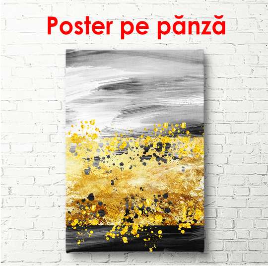 Poster - Fantezie galben-cenușie, 60 x 90 см, Poster înrămat, Abstracție
