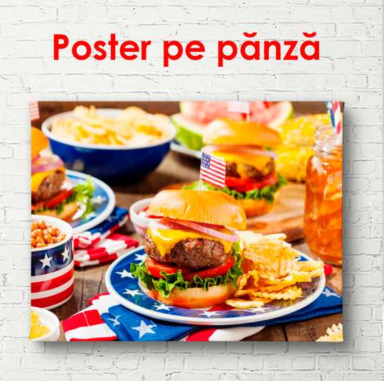 Постер - Амерканская еда, 90 x 60 см, Постер в раме