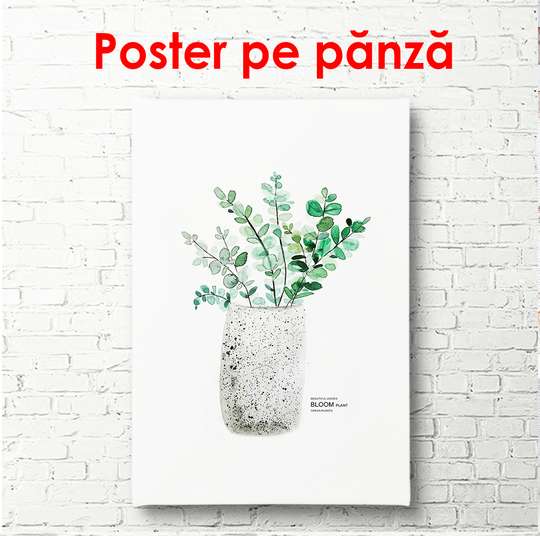 Poster - Green flower in a pot, 60 x 90 см, Framed poster