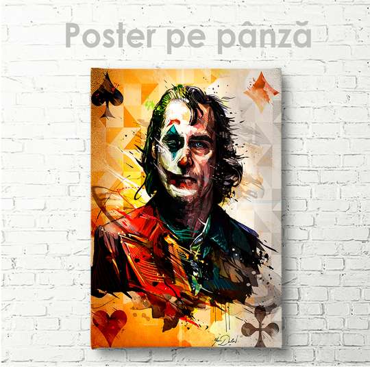 Poster, carta da gioco con Joker, 30 x 45 см, Tela su telaio