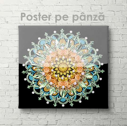 Poster - Model abstract pătrat, 40 x 40 см, Panza pe cadru, Abstracție