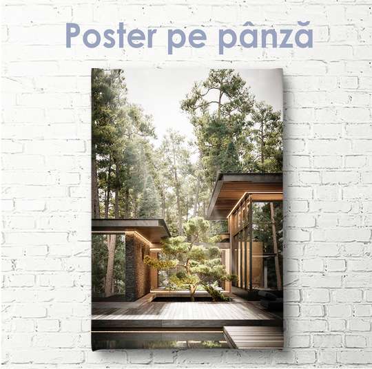Poster - Modern house in the forest, 30 x 60 см, Canvas on frame