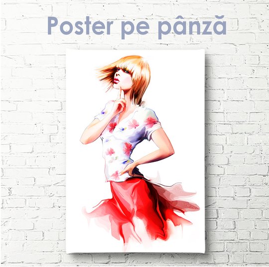 Poster, Fată gânditoare, 30 x 60 см, Panza pe cadru