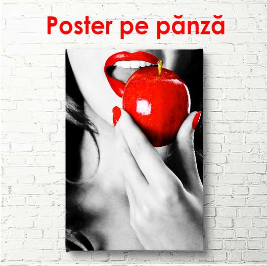 Poster - Black and white with red, 60 x 90 см, Framed poster, Black & White