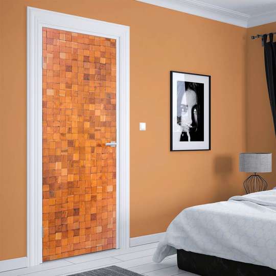 Stickere 3D pentru uși, O mulțime de cuburi din lemn, 60 x 90cm, Autocolant pentru Usi