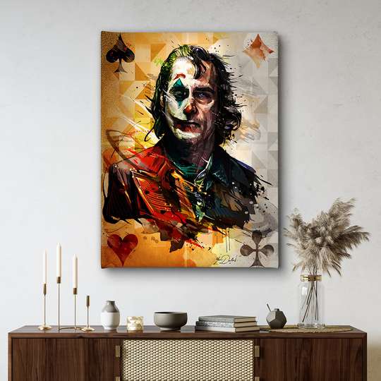 Poster - Game card with Joker, 30 x 45 см, Canvas on frame, Famous People