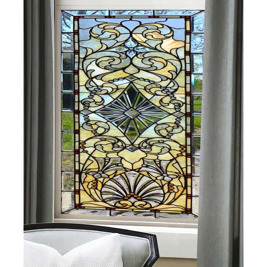 Window Privacy Film, Decorative stained glass window with multicoloured geometry, 60 x 90cm, Transparent