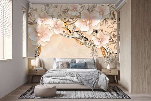 Wall Mural - Delicate flowers with ornaments