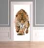 Stickere 3D pentru uși, Leopardul pe un fundal alb, 60 x 90cm, Autocolant pentru Usi