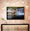 Poster, Graceful tiger on the background of a waterfall, 90 x 60 см, Framed poster on glass, Animals