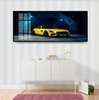 Poster - Yellow Mercedes, 90 x 45 см, Framed poster on glass, Transport