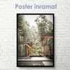 Постер - Современный дом в лесу, 45 x 90 см, Постер на Стекле в раме, Природа