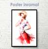 Poster - Thoughtful girl, 45 x 90 см, Framed poster on glass, Different