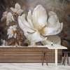 Wall mural - Soft white flowers on a brown background