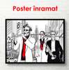 Poster - Saxophonists in the city, 90 x 60 см, Framed poster on glass, Music