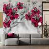 Wall Mural - Red flowers on a gray background