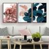 Poster - Pink peony and green leaves, 30 x 45 см, Canvas on frame, Sets