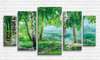 Tablou Pe Panza Multicanvas, Pădure verde cu vedere la iaz, 206 x 115