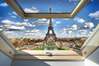 Stickere pentru pereți - Fereastra cu vedere spre Turnul Eiffel, Imitarea Ferestrei, 130 х 85