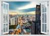 Wall Sticker - 3D window with huge buildings view