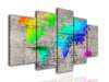 Modular picture, Colorful world map on gray background, 206 x 115