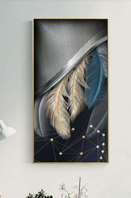 Poster - Glamourous feathers, 30 x 60 см, Canvas on frame