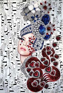 Poster - Glamorous girl with jeweled hairstyle, 60 x 90 см, Framed poster on glass