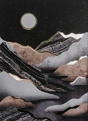 Постер - Луна в горах, 30 x 45 см, Холст на подрамнике