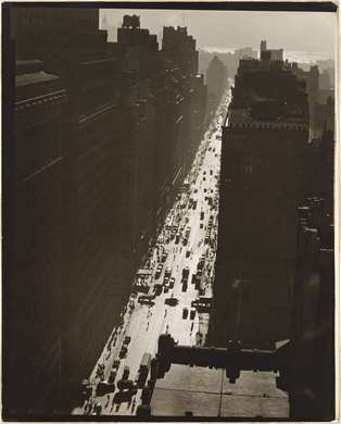 Poster - vintage image of city street, 60 x 90 см, Framed poster on glass