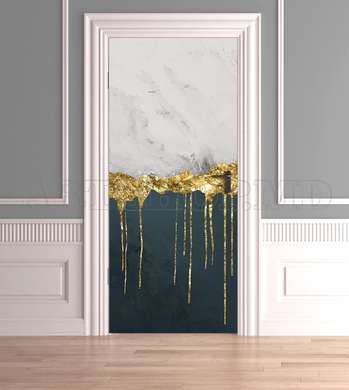 3Д наклейка на дверь, Потекшое золото, 60 x 90cm, Наклейка на Дверь